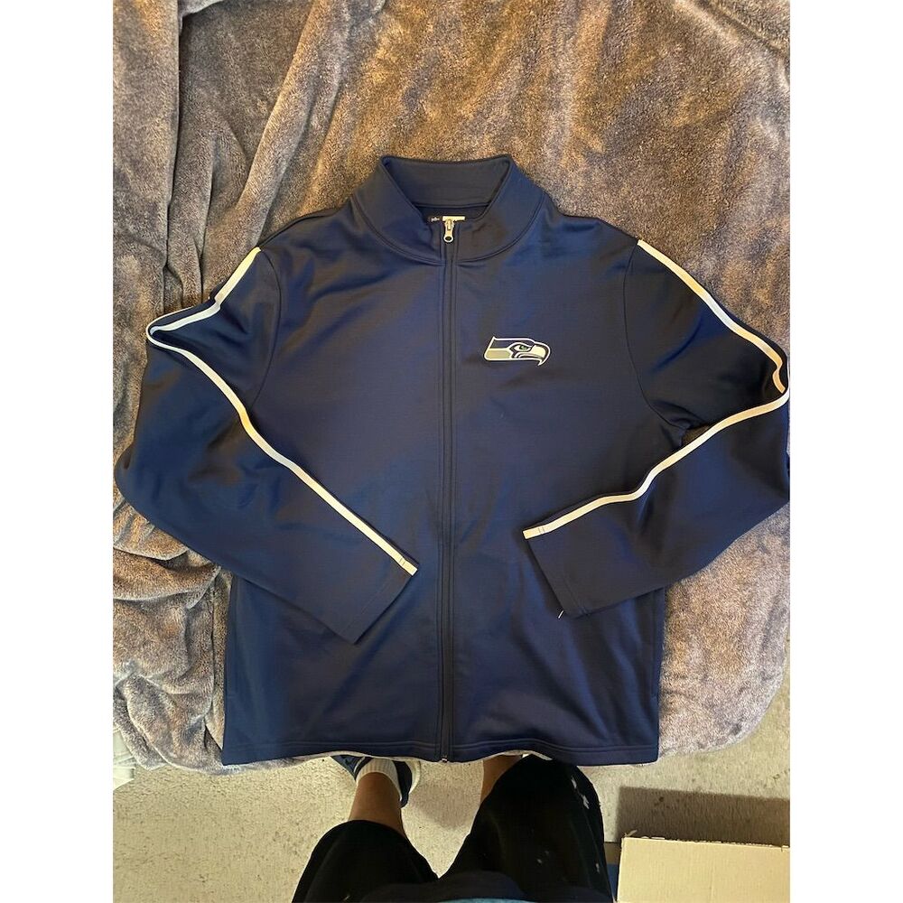 Seattle‎ Seahawks Men's Varsity Jacket Blue Full-Zip Size L fleece lined